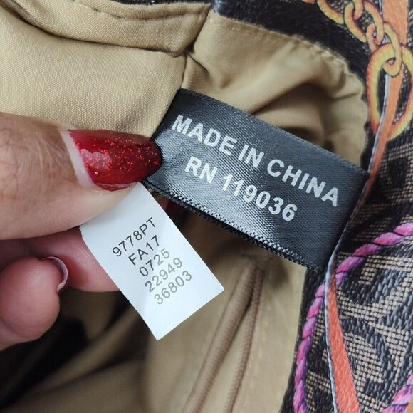 Giani Bernini Purse Handbag Shoulder Bag Faux Leather Brown Tassel/Belt Print - Picture 8 of 12